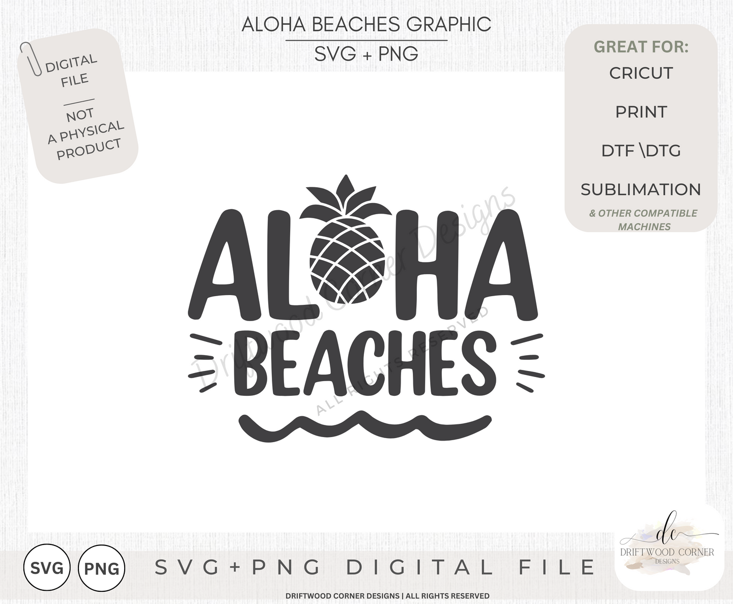 Aloha Beaches SVG + PNG Graphic File